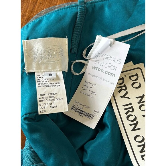 WTOO NWT Teal‎ Ruched Dress With Matching Scarf/Wrap Sz 8 - Picture 8 of 8